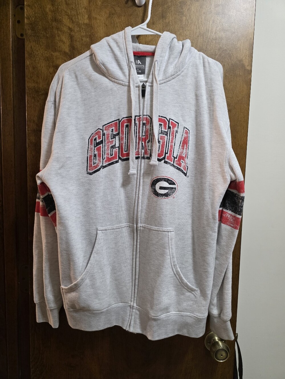 Georgia Fleece Zip-Up Hoodie - Gray with Red Accent